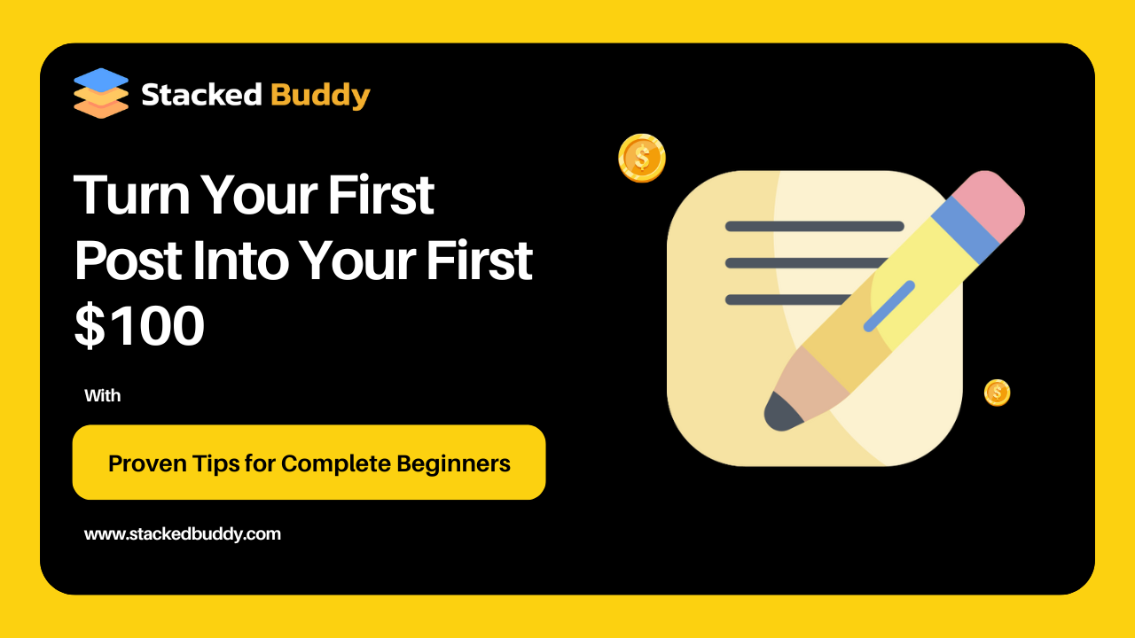 Beginner blogger writing first profitable blog post